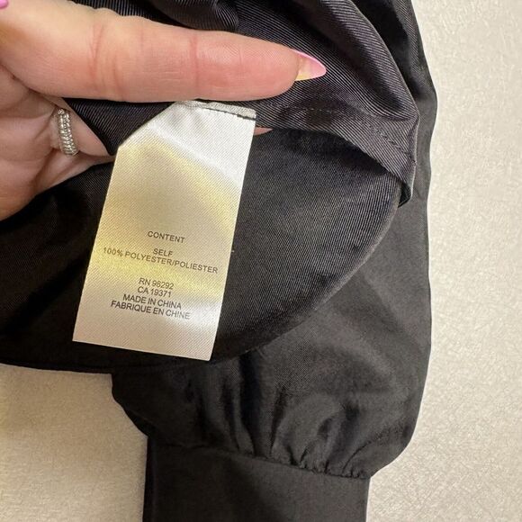 Tibi Mendini Twill V Neck Buckle Back Satin Top 2 - Picture 5 of 6